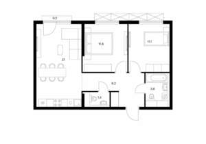 2-к квартира, вторичка, 58м2, 11/24 этаж