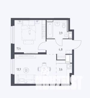 1-к квартира, сданный дом, 37м2, 3/17 этаж