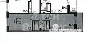 1-к квартира, вторичка, 37м2, 6/17 этаж