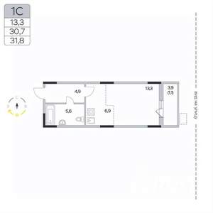 Студия квартира, вторичка, 32м2, 5/9 этаж