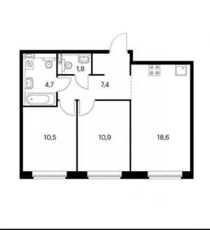 3-к квартира, вторичка, 52м2, 1/25 этаж