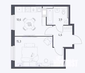 1-к квартира, вторичка, 34м2, 3/17 этаж