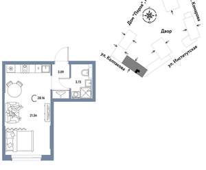 Студия квартира, вторичка, 28м2, 3/6 этаж