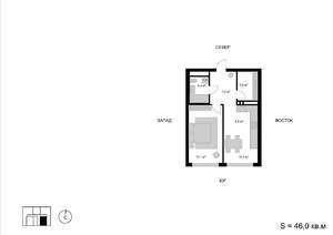 2-к квартира, строящийся дом, 46м2, 9/17 этаж