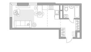 Студия квартира, строящийся дом, 30м2, 11/12 этаж