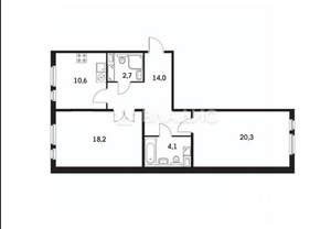 2-к квартира, вторичка, 70м2, 4/14 этаж