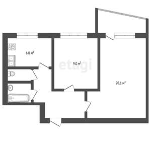 2-к квартира, вторичка, 45м2, 1/9 этаж