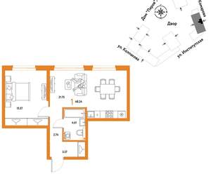 1-к квартира, вторичка, 48м2, 11/6 этаж