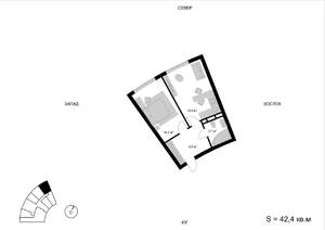 1-к квартира, строящийся дом, 42м2, 11/17 этаж