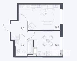 1-к квартира, вторичка, 34м2, 3/17 этаж