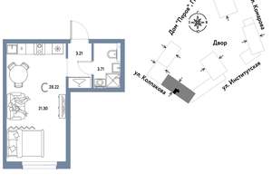 Студия квартира, вторичка, 28м2, 9/6 этаж