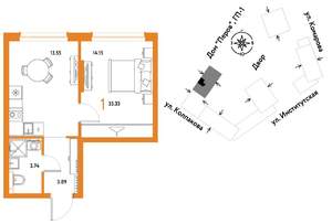1-к квартира, вторичка, 35м2, 16/25 этаж