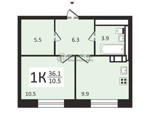1-к квартира, вторичка, 35м2, 14/18 этаж