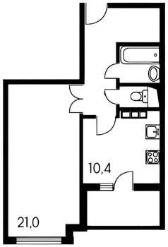 1-к квартира, вторичка, 46м2, 24/25 этаж