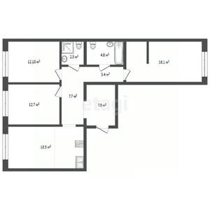 3-к квартира, вторичка, 86м2, 3/25 этаж