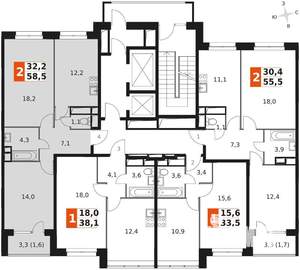2-к квартира, вторичка, 58м2, 8/12 этаж