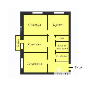 3-к квартира, вторичка, 62м2, 4/4 этаж