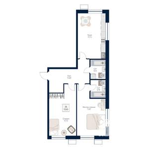 2-к квартира, строящийся дом, 72м2, 12/21 этаж
