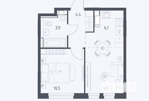 1-к квартира, сданный дом, 34м2, 3/10 этаж
