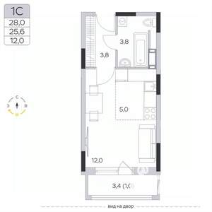 Студия квартира, вторичка, 26м2, 7/9 этаж
