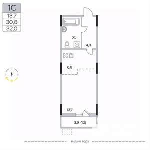 Студия квартира, вторичка, 32м2, 7/9 этаж