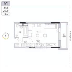 Студия квартира, вторичка, 29м2, 9/9 этаж