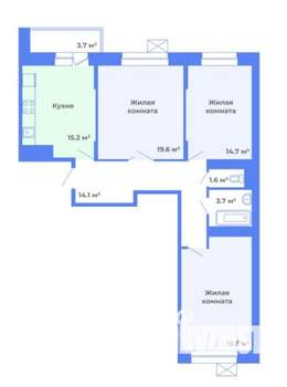 3-к квартира, вторичка, 89м2, 8/17 этаж