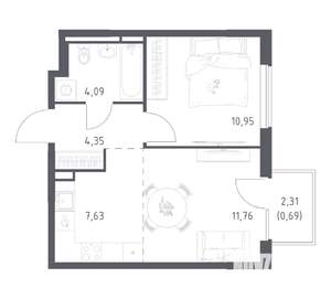 1-к квартира, вторичка, 39м2, 16/17 этаж