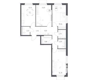 3-к квартира, вторичка, 78м2, 9/17 этаж