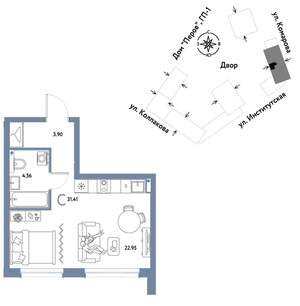 1-к квартира, вторичка, 31м2, 8/25 этаж