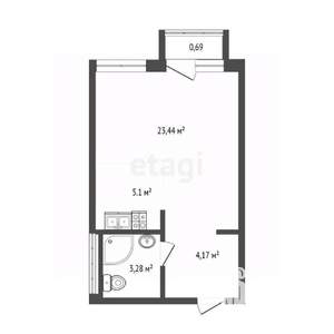 Студия квартира, вторичка, 23м2, 11/17 этаж