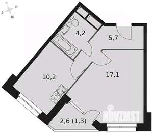 1-к квартира, вторичка, 38м2, 8/9 этаж