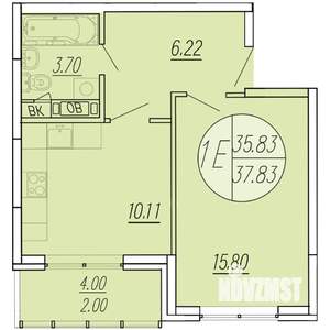 1-к квартира, строящийся дом, 38м2, 3/4 этаж