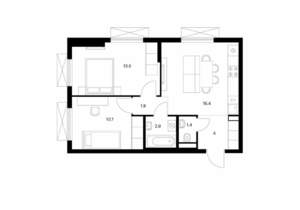 2-к квартира, вторичка, 51м2, 23/25 этаж