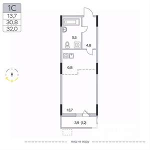 Студия квартира, вторичка, 32м2, 4/9 этаж