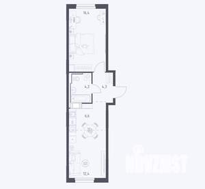 1-к квартира, вторичка, 44м2, 12/17 этаж