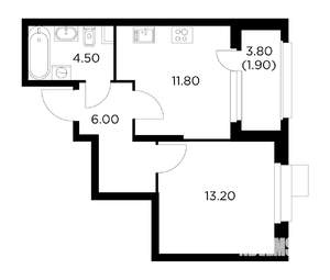 1-к квартира, строящийся дом, 36м2, 6/18 этаж