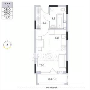 Студия квартира, вторичка, 26м2, 7/9 этаж