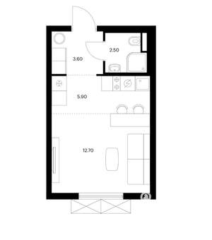 Студия квартира, вторичка, 25м2, 9/25 этаж