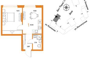 1-к квартира, вторичка, 35м2, 19/6 этаж