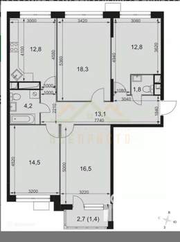 4-к квартира, вторичка, 110м2, 12/22 этаж