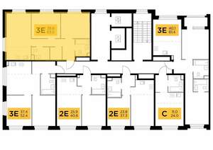 3-к квартира, строящийся дом, 63м2, 3/23 этаж