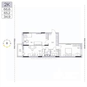 2-к квартира, вторичка, 65м2, 8/9 этаж
