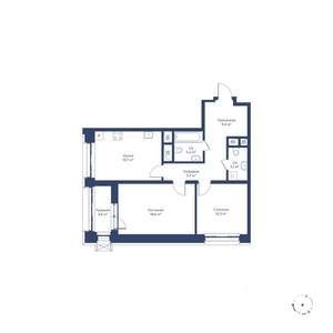 2-к квартира, строящийся дом, 71м2, 22/24 этаж