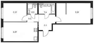 2-к квартира, вторичка, 65м2, 1/23 этаж