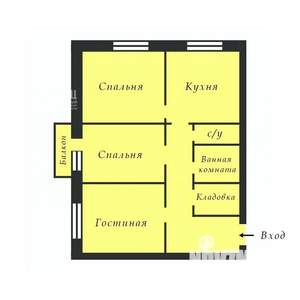 3-к квартира, вторичка, 62м2, 4/4 этаж