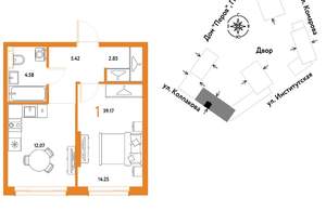 1-к квартира, вторичка, 39м2, 8/6 этаж