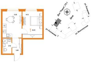 1-к квартира, вторичка, 35м2, 7/25 этаж