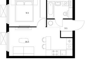 1-к квартира, вторичка, 33м2, 11/25 этаж
