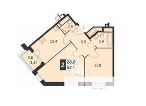 2-к квартира, вторичка, 56м2, 17/21 этаж